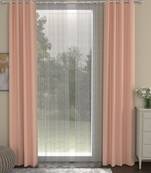 ROSARA HOME Striped Pack of 4 Black Out and Sheer Long Door Curtains -9 Feet,Peach::Grey