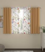 ROSARA HOME Floral Pack of 4 Black Out and Sheer Window Curtains -5 Feet,Multicolor