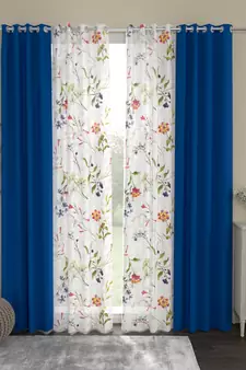 ROSARA HOME Floral Pack of 4 Black Out and Sheer Long Door Curtains -9 Feet,Multicolor