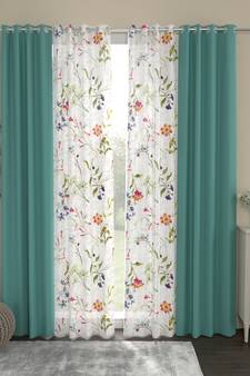 ROSARA HOME Floral Pack of 4 Black Out and Sheer Long Door Curtains -9 Feet,Multicolor