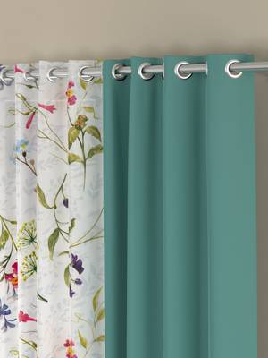 ROSARA HOME Floral Pack of 4 Black Out and Sheer Long Door Curtains -9 Feet,Multicolor 2
