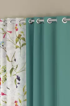 ROSARA HOME Floral Pack of 4 Black Out and Sheer Long Door Curtains -9 Feet,Multicolor