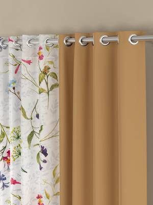 ROSARA HOME Floral Pack of 4 Black Out and Sheer Long Door Curtains -9 Feet,Multicolor 2