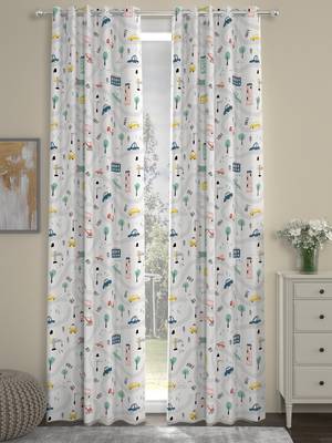 ROSARA HOME Geometric Pack of 2 Regular Door Curtains -7 Feet,Multicolor 1
