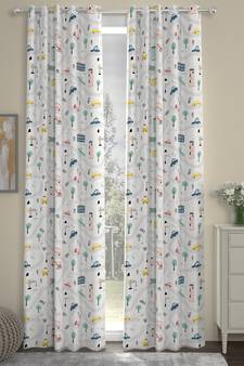 ROSARA HOME Geometric Pack of 2 Regular Door Curtains -7 Feet,Multicolor