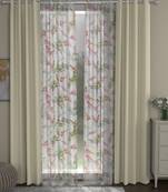 ROSARA HOME Solid Floral Pack of 4 Black Out and Sheer Long Door Curtains -9 Feet,Cream::Multicolor