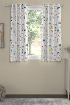 ROSARA HOME Geometric Pack of 2 Regular Window Curtains -5 Feet,Multicolor