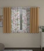 ROSARA HOME Solid Floral Pack of 4 Black Out and Sheer Window Curtains -5 Feet,Taupe::Multicolor