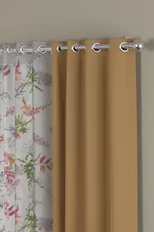 ROSARA HOME Solid Floral Pack of 4 Black Out and Sheer Window Curtains -5 Feet,Taupe::Multicolor