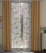 ROSARA HOME Solid Floral Pack of 4 Black Out and Sheer Door Curtains -7 Feet,Taupe::Multicolor