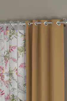 ROSARA HOME Solid Floral Pack of 4 Black Out and Sheer Long Door Curtains -9 Feet,Taupe::Multicolor