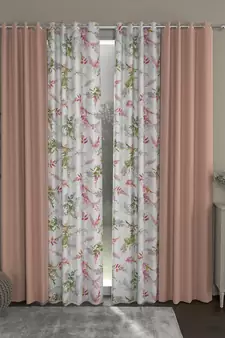 ROSARA HOME Solid Floral Pack of 4 Black Out and Regular Long Door Curtains -9 Feet,Peach::Multicolor