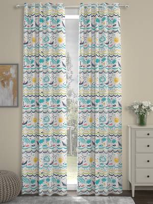 ROSARA HOME Geometric Pack of 2 Regular Long Door Curtains -9 Feet,Blue 1
