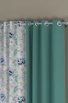ROSARA HOME Solid Floral Pack of 4 Black Out and Regular Long Door Curtains -9 Feet,Mint Green::Blue