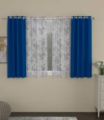 ROSARA HOME Solid Floral Pack of 4 Black Out and Sheer Window Curtains -5 Feet,Cobalt Blue::Lavender