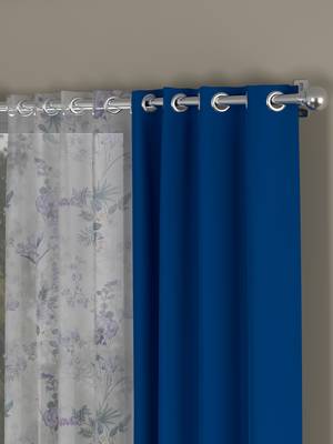 ROSARA HOME Solid Floral Pack of 4 Black Out and Sheer Door Curtains -7 Feet,Cobalt Blue::Lavender 2