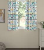 ROSARA HOME Geometric Pack of 2 Regular Window Curtains -5 Feet,Blue