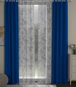ROSARA HOME Solid Floral Pack of 4 Black Out and Sheer Long Door Curtains -9 Feet,Cobalt Blue::Lavender