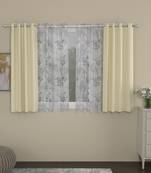 ROSARA HOME Solid Floral Pack of 4 Black Out and Sheer Window Curtains -5 Feet,Cream::Lavender