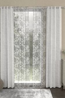 ROSARA HOME Solid Pack of 4 Regular and Sheer Long Door Curtains -9 Feet,Cream::White