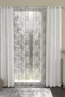 ROSARA HOME Solid Pack of 4 Regular and Sheer Long Door Curtains -9 Feet,Cream::White