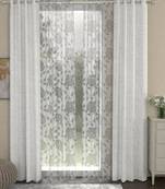 ROSARA HOME Solid Pack of 4 Regular and Sheer Long Door Curtains -9 Feet,Cream::White