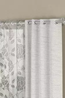 ROSARA HOME Solid Pack of 4 Regular and Sheer Long Door Curtains -9 Feet,Cream::White