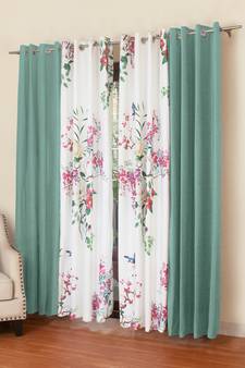ROSARA HOME Floral Pack of 4 Regular Long Door Curtains -9 Feet,Multicolor