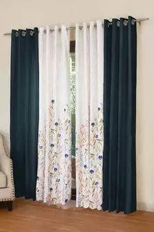 ROSARA HOME Floral Pack of 4 Regular Long Door Curtains -9 Feet,Multicolor