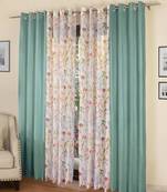 ROSARA HOME Floral Pack of 4 Regular and Sheer Long Door Curtains -9 Feet,Multicolor