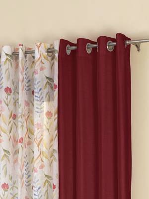 ROSARA HOME Floral Pack of 4 Regular and Sheer Long Door Curtains -9 Feet,Multicolor 2