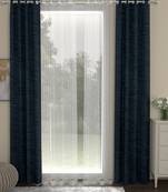 ROSARA HOME Solid Pack of 4 Regular and Sheer Long Door Curtains -9 Feet,Dark Blue::White