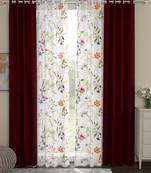 ROSARA HOME Floral Pack of 4 Regular and Sheer Long Door Curtains -9 Feet,Multicolor