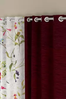 ROSARA HOME Floral Pack of 4 Regular and Sheer Long Door Curtains -9 Feet,Multicolor