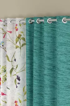 ROSARA HOME Floral Pack of 4 Regular and Sheer Long Door Curtains -9 Feet,Multicolor
