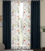 ROSARA HOME Floral Pack of 4 Regular and Sheer Long Door Curtains -9 Feet,Multicolor