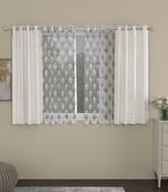 ROSARA HOME Solid Embroidered Pack of 4 Room Darkening and Sheer Window Curtains -5 Feet,Cream::Grey
