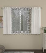 ROSARA HOME Solid Embroidered Pack of 4 Room Darkening and Sheer Window Curtains -5 Feet,Cream::Silver