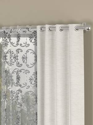 ROSARA HOME Solid Embroidered Pack of 4 Room Darkening and Sheer Window Curtains -5 Feet,Cream::Silver 2