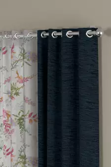 ROSARA HOME Solid Floral Pack of 4 Room Darkening and Sheer Window Curtains -5 Feet,Dark Blue::Multicolor