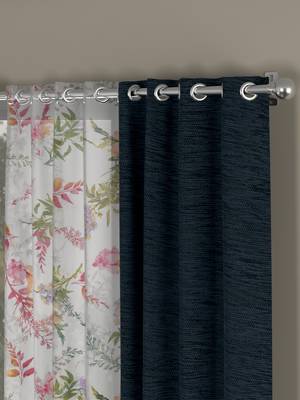 ROSARA HOME Solid Floral Pack of 4 Room Darkening and Sheer Door Curtains -7 Feet,Dark Blue::Multicolor 2