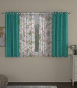 ROSARA HOME Solid Floral Pack of 4 Room Darkening and Sheer Window Curtains -5 Feet,Light Blue::Multicolor