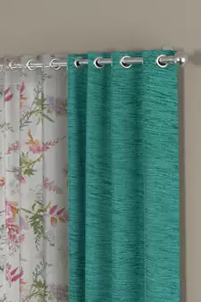 ROSARA HOME Solid Floral Pack of 4 Room Darkening and Sheer Window Curtains -5 Feet,Light Blue::Multicolor