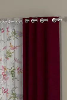 ROSARA HOME Solid Floral Pack of 4 Room Darkening and Sheer Window Curtains -5 Feet,Maroon::Multicolor