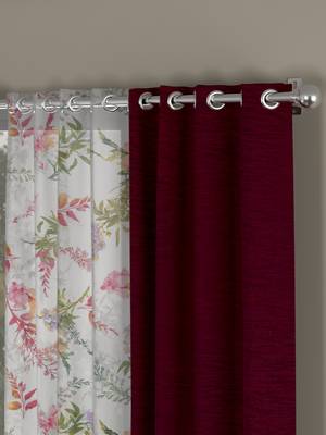 ROSARA HOME Solid Floral Pack of 4 Room Darkening and Sheer Door Curtains -7 Feet,Maroon::Multicolor 2