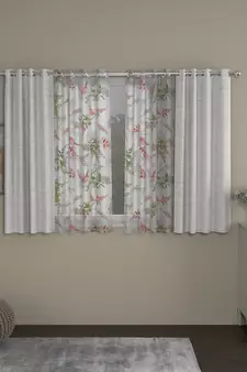 ROSARA HOME Solid Floral Pack of 4 Room Darkening and Sheer Window Curtains -5 Feet,Cream::Multicolor