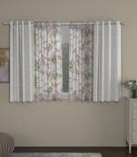 ROSARA HOME Solid Floral Pack of 4 Room Darkening and Sheer Window Curtains -5 Feet,Cream::Multicolor