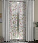 ROSARA HOME Solid Floral Pack of 4 Room Darkening and Sheer Door Curtains -7 Feet,Cream::Multicolor