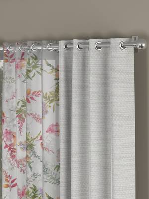ROSARA HOME Solid Floral Pack of 4 Room Darkening and Sheer Door Curtains -7 Feet,Cream::Multicolor 2