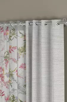 ROSARA HOME Solid Floral Pack of 4 Room Darkening and Sheer Door Curtains -7 Feet,Cream::Multicolor
